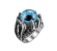 LKBEADS Anello regolabile in acciaio inossidabile con artiglio di drago e occhio blu, stile gotico fantasy guerriero motociclista vintage, gioiello unisex uomo donna. |LK_0024_BBL