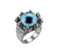 LKBEADS Anello regolabile in acciaio inossidabile con occhio di drago blu, stile gotico a forma di artiglio, ispirato a creature fantastiche e mitologiche, |LK_0087_BDR