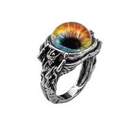 LKBEADS Anello regolabile in acciaio inossidabile con occhio di drago, iride arcobaleno, stile gotico fantasy guerriero motociclista vintage, gioiello unisex uomo donna |LK_0027_BDR