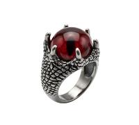 LKBEADS Anello regolabile in acciaio inossidabile con occhio di drago rosso e artigli a squame, accessorio di moda per motociclisti ispirato a creature fantastiche e gotiche. Unisex. |LK_0085_BDR