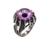 LKBEADS Anello regolabile in acciaio inossidabile con occhio di drago viola, stile gotico fantasy guerriero motociclista vintage, gioiello unisex uomo e donna. |LK_0011_LLR