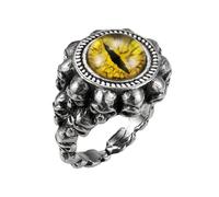LKBEADS Anello regolabile in acciaio inossidabile con teschio e occhio di drago, stile gotico fantasy guerriero vintage, unisex, gioiello alla moda per uomo e donna. |LK_0058_LLR
