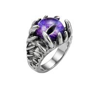 LKBEADS Anello regolabile in acciaio inossidabile viola con occhio di drago, a forma di artiglio, stile gotico fantasy, ispirato a creature mitologiche, accessorio di |LK_0082_BBL