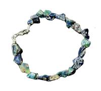 LKBEADS Bracciale a maglie con opale nero naturale da 8-13 mm, forma a scheggia, pietra grezza, taglio multicolore, lunghezza 7 pollici, bracciale impilabile, gioiello fatto a mano |LK_SLNK_00314