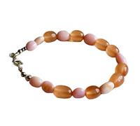 LKBEADS Bracciale a maglie con opale rosa naturale 8x6-10x8mm, forma ovale, taglio liscio, pietra multicolore, lunghezza 7,5 pollici, bracciale impilabile, gioiello fatto a mano |LK_SLNK_00146