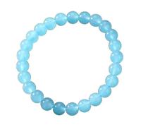 LKBEADS Bracciale con gemma di quarzo angelite da 8 mm, forma rotonda, perline lisce, lunghezza 7 pollici, colore blu, gioiello alla moda fatto a mano, regalo per uomo e donna |42BRC_LK_0041