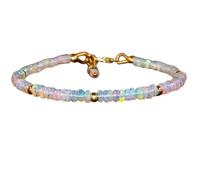 LKBEADS Bracciale con perle lisce a forma di rondella in opale etiope da 3-3,5 mm, chiusura regolabile placcata in oro da 7 pollici, per uomo e donna | LK_STACK_02705