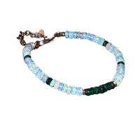 LKBEADS Bracciale con perle lisce a forma di rondella in opale etiope da 4-4,5 mm, lunghezza 7 pollici, chiusura regolabile placcata in oro rosa, per uomo e donna | LK_STACK_02785