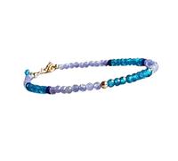 LKBEADS Bracciale con perle rotonde lisce di apatite e tanzanite da 3-3,5 mm, chiusura placcata in oro da 7 pollici, per uomo e donna | LK_STACK_06906
