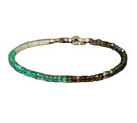 LKBEADS Bracciale con perle sfaccettate a forma di rondella da 3 mm in apatite, labradorite e opale etiope, chiusura placcata in argento da 7 pollici, per uomo e donna | LK_STACK_06918