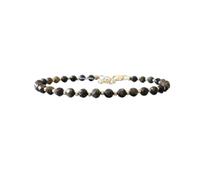 LKBEADS Bracciale con perle sfaccettate rotonde da 4 mm in zaffiro stellato nero, chiusura placcata in oro da 7 pollici, per uomo e donna | LK_STACK_01290