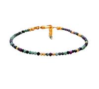 LKBEADS Bracciale con perle sfaccettate rotonde in zoisite rubino da 2-2,5 mm, chiusura regolabile placcata in oro da 7 pollici, per uomo e donna | LK_STACK_05985