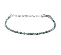 LKBEADS Bracciale con perline a forma di pepita di diamante blu da 2-2,5 mm, taglio grezzo, chiusura placcata in argento regolabile da 7 pollici, per uomo e donna | LK_STACK_01425