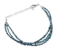 LKBEADS Bracciale con perline a forma di pepita di diamante blu da 2-2,5 mm, taglio grezzo, chiusura placcata in argento regolabile da 7 pollici, per uomo e donna | LK_STACK_01426