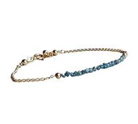 LKBEADS Bracciale con perline a forma di pepita di diamante blu da 2-2,5 mm, taglio grezzo, chiusura placcata in oro regolabile da 7 pollici, per uomo e donna | LK_STACK_01424