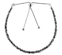 LKBEADS Bracciale con perline a taglio grezzo a forma di pepita di diamante nero da 2-2,5 mm, chiusura regolabile in argento placcato, da 7 pollici, per uomo e donna | LK_STACK_00951