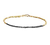 LKBEADS Bracciale con perline a taglio grezzo a forma di pepita di diamante nero da 2-2,5 mm, chiusura placcata in oro da 7 pollici, per uomo e donna | LK_STACK_00950