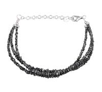 LKBEADS Bracciale con perline a taglio grezzo a forma di pepita di diamante nero da 2-3,5 mm, chiusura regolabile in argento placcato, da 7 pollici, per uomo e donna | LK_STACK_00953