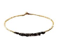 LKBEADS Bracciale con perline a taglio grezzo a forma di pepita di diamante nero da 2-3,5 mm, chiusura placcata in oro da 7 pollici, per uomo e donna | LK_STACK_00954