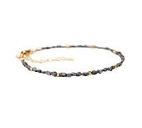 LKBEADS Bracciale con perline a taglio grezzo a forma di pepita di diamante nero da 2-3,5 mm, chiusura placcata in oro regolabile da 7 pollici, per uomo e donna | LK_STACK_00952