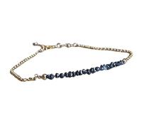 LKBEADS Bracciale con perline a taglio grezzo a forma di pepita di diamante nero da 2-3 mm, chiusura regolabile in argento placcato, da 7 pollici, per uomo e donna | LK_STACK_00955