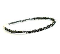 LKBEADS Bracciale con perline a taglio grezzo a forma di pepita di diamante nero da 2-3 mm, chiusura placcata in argento da 7 pollici, per uomo e donna | LK_STACK_00958