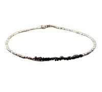 LKBEADS Bracciale con perline a taglio grezzo a forma di pepita di diamante nero da 2,5-3 mm, chiusura placcata in argento da 7 pollici, per uomo e donna | LK_STACK_00946