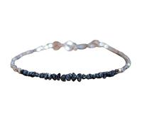 LKBEADS Bracciale con perline a taglio grezzo a forma di pepita di diamante nero da 2,5-3 mm, chiusura placcata in argento da 7 pollici, per uomo e donna | LK_STACK_00945