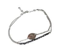 LKBEADS Bracciale con perline a taglio grezzo a forma di pepita di diamante nero da 2,5 mm, chiusura regolabile in argento placcato, da 7 pollici, per uomo e donna | LK_STACK_00947