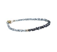 LKBEADS Bracciale con perline a taglio grezzo a forma di pepita di diamanti neri e grigi da 2,5-3,5 mm, chiusura placcata in argento da 7 pollici, per uomo e donna | LK_STACK_07033