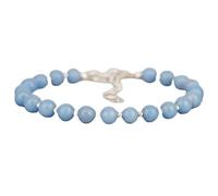 LKBEADS Bracciale con perline di angelite rotonde da 8 mm, taglio liscio, chiusura regolabile in argento placcato, da 7 pollici, per uomo e donna | LK_STACK_00522