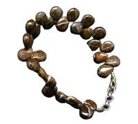 LKBEADS Bracciale con perline lisce a forma di pera in opale Boulder da 9x7 mm, chiusura regolabile in argento placcato, da 7 pollici, per uomo e donna | LK_STACK_01713