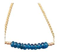 LKBEADS Bracciale con perline lisce a forma di rondella in apatite blu neon da 3,5-4 mm, lunghezza 7 pollici, chiusura placcata in oro regolabile per uomo e donna | LK_STACK_05136