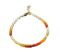 LKBEADS Bracciale con perline lisce a forma di rondella in opale di fuoco da 3,5 mm, chiusura regolabile placcata in oro da 7 pollici, per uomo e donna | LK_STACK_02887