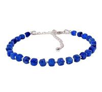LKBEADS Bracciale con perline lisce a forma di scatola di cianite blu da 6 mm, chiusura regolabile in argento placcato, da 7 pollici, per uomo e donna | LK_STACK_01490