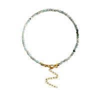 LKBEADS Bracciale con perline rotonde lisce da 2 mm in apatite blu, chiusura placcata in oro regolabile da 7 pollici, per uomo e donna | LK_STACK_01392