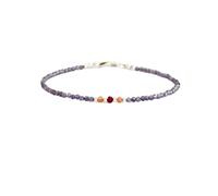 LKBEADS Bracciale con perline sfaccettate a forma di rondella da 2-2,5 mm in iolite, rubino e pietra del sole, chiusura placcata in argento da 7 pollici, per uomo e donna | LK_STACK_07897