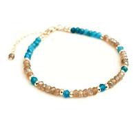 LKBEADS Bracciale con perline sfaccettate a forma di rondella da 3,5 mm in apatite e labradorite, chiusura regolabile placcata in oro da 7 pollici, per uomo e donna | LK_STACK_06885