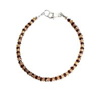 LKBEADS Bracciale con perline sfaccettate a forma di rondella da 3,5 mm in granato del Mozambico e citrino, chiusura placcata in argento da 7 pollici, per uomo e donna | LK_STACK_08234