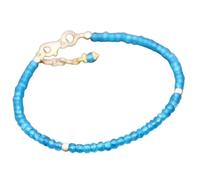 LKBEADS Bracciale con perline sfaccettate a forma di rondella da 3 mm in apatite blu neon, chiusura regolabile placcata in oro da 7 pollici, per uomo e donna | LK_STACK_05150