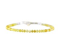 LKBEADS Bracciale con perline sfaccettate a forma di rondella da 3 mm in opale giallo peruviano, chiusura regolabile in argento placcato da 7 pollici, per uomo e donna | LK_STACK_05388