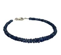 LKBEADS Bracciale con perline sfaccettate a forma di rondella in cianite blu da 3-5 mm, chiusura placcata in argento da 7 pollici, per uomo e donna | LK_STACK_01496