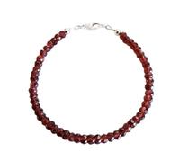 LKBEADS Bracciale con perline sfaccettate a forma di rondella in granato del Mozambico da 3-3,5 mm, chiusura regolabile in argento placcato, da 7 pollici, per uomo e donna | LK_STACK_04771