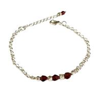 LKBEADS Bracciale con perline sfaccettate a forma di sfera in granato da 4 mm, chiusura regolabile in argento placcato da 7 pollici, per uomo e donna | LK_STACK_03339