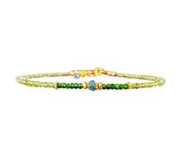 LKBEADS Bracciale con perline sfaccettate miste da 3 mm in peridoto, diopside cromato e apatite blu, chiusura regolabile placcata in oro da 7 pollici, per uomo e donna | LK_STACK_08345