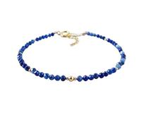 LKBEADS Bracciale con perline sfaccettate rotonde da 3 mm in cianite blu, chiusura placcata in oro regolabile da 7 pollici per uomo e donna | LK_STACK_01499