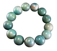 LKBEADS Bracciale elastico con perle di amazzonite naturale da 14 mm a taglio liscio, forma rotonda, colore blu acquamarina, lunghezza 7 pollici, |L_STBC_00238_7