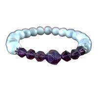 LKBEADS Bracciale elastico con perle di ametista e howlite naturali da 8 mm sfaccettate e lisce, forma rotonda e fantasia, multicolore, lunghezza 7 pollici, ideale come regalo unisex | L_STBC_00479