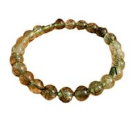 LKBEADS Bracciale elastico con perle di attinolite rutilata naturale da 8 mm, taglio liscio, forma rotonda, multicolore, lunghezza 7 pollici, ideale come regalo unisex e portafortuna |L_STBC_00126_8