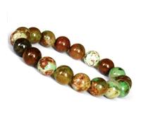 LKBEADS Bracciale elastico con perle di opale verde africano naturale da 10 mm a taglio liscio, forma rotonda, multicolore, lunghezza 7 pollici, ideale come regalo unisex e portafortuna |L_STBC_00150